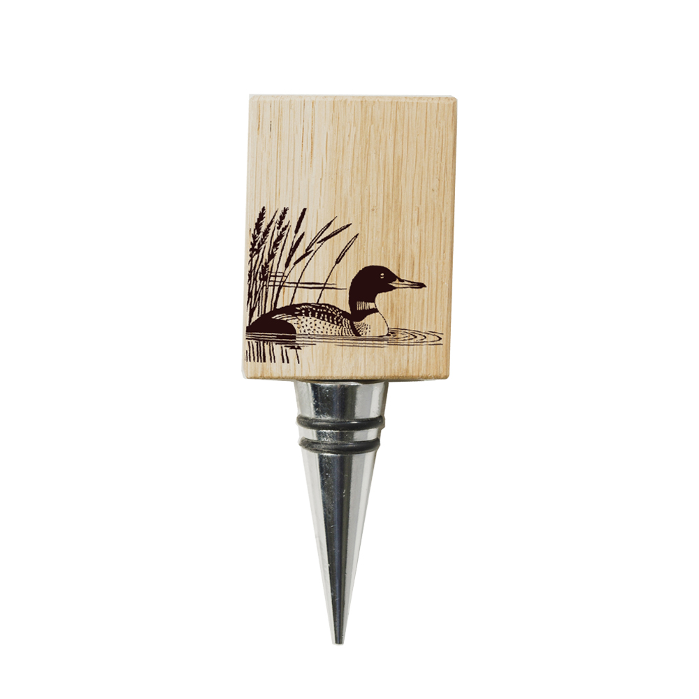 Picture of Oak Bottle Stopper - Loon Bird