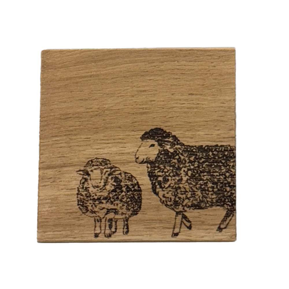 Picture of Single Oak Coaster - Sheep