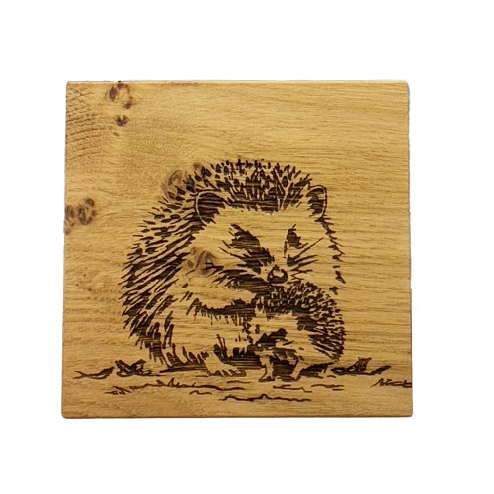 Picture of Single Oak Coaster - Woodland Hedgehogs