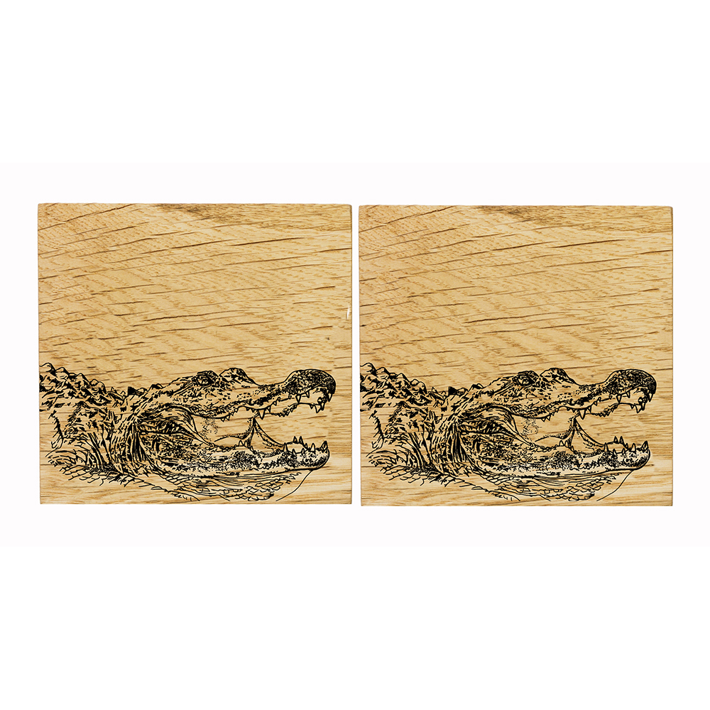Picture of 2 Oak Coasters - Alligator