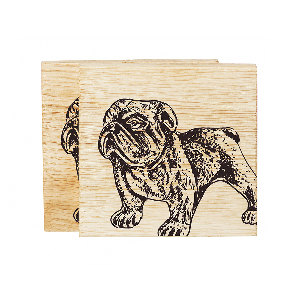 Picture of 2 Bulldog Oak Coasters