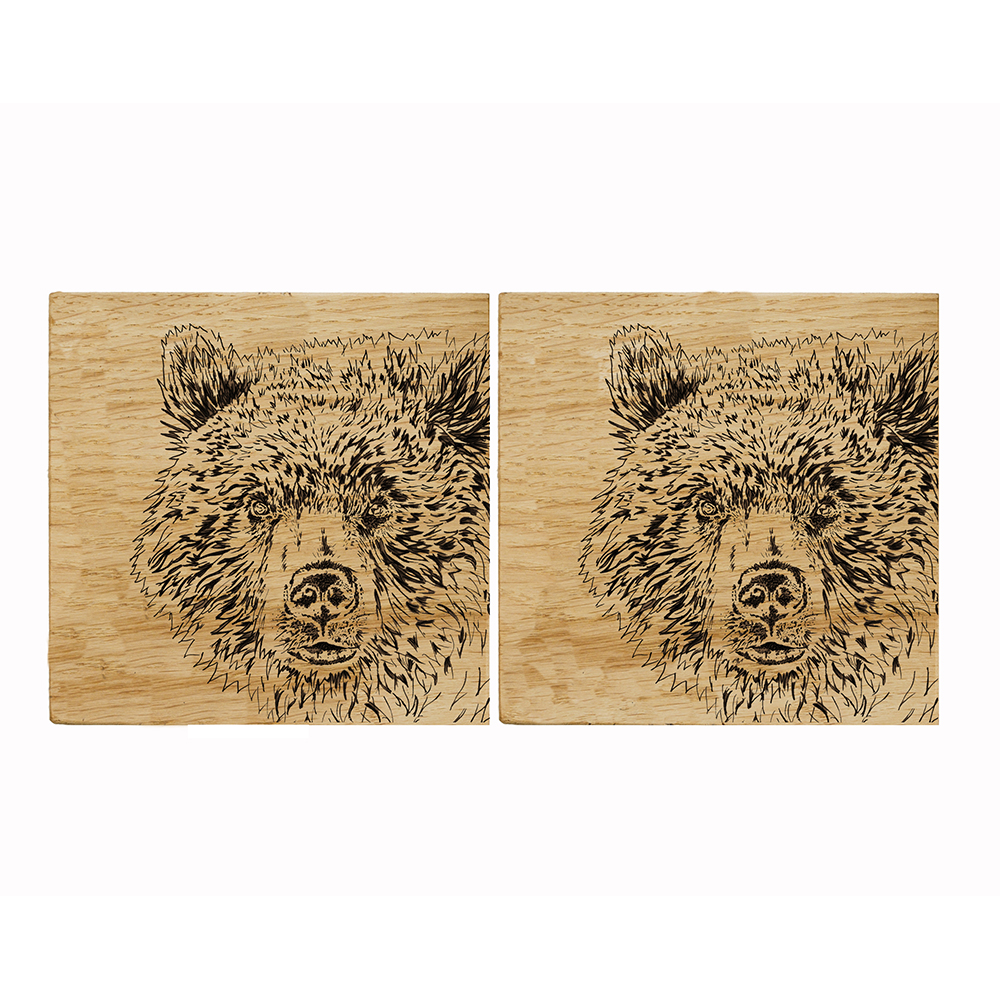 Picture of 2 Bear Oak Coasters