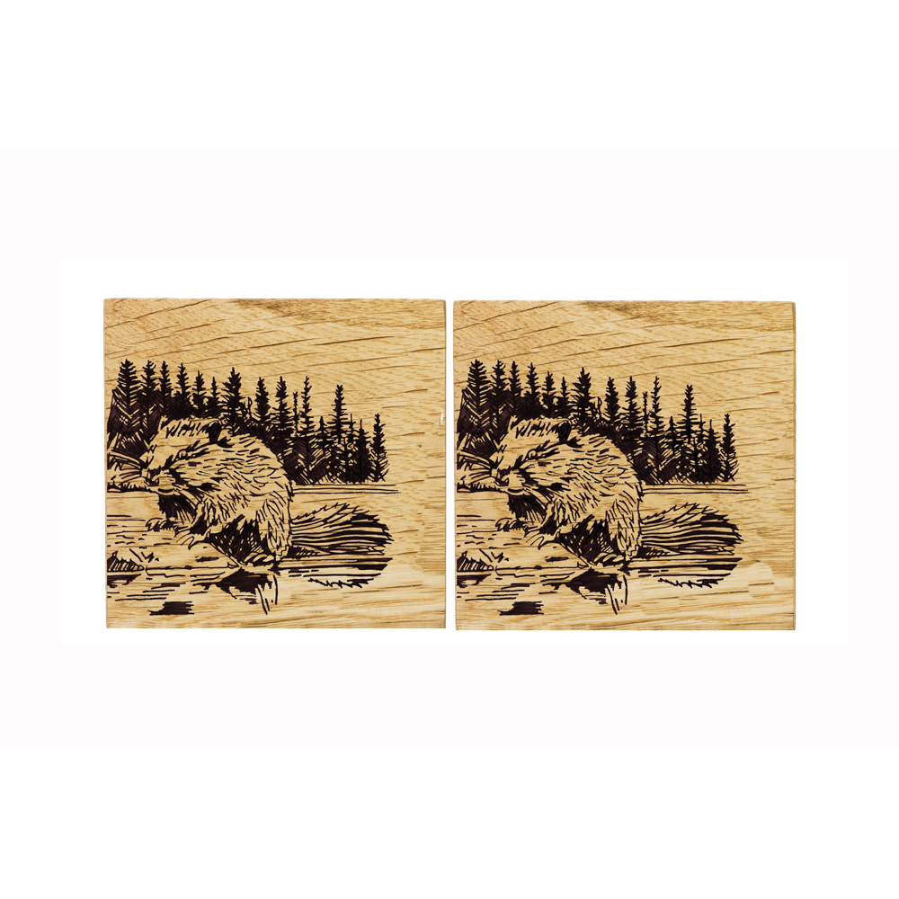 Picture of 2 Oak Coasters - Beaver