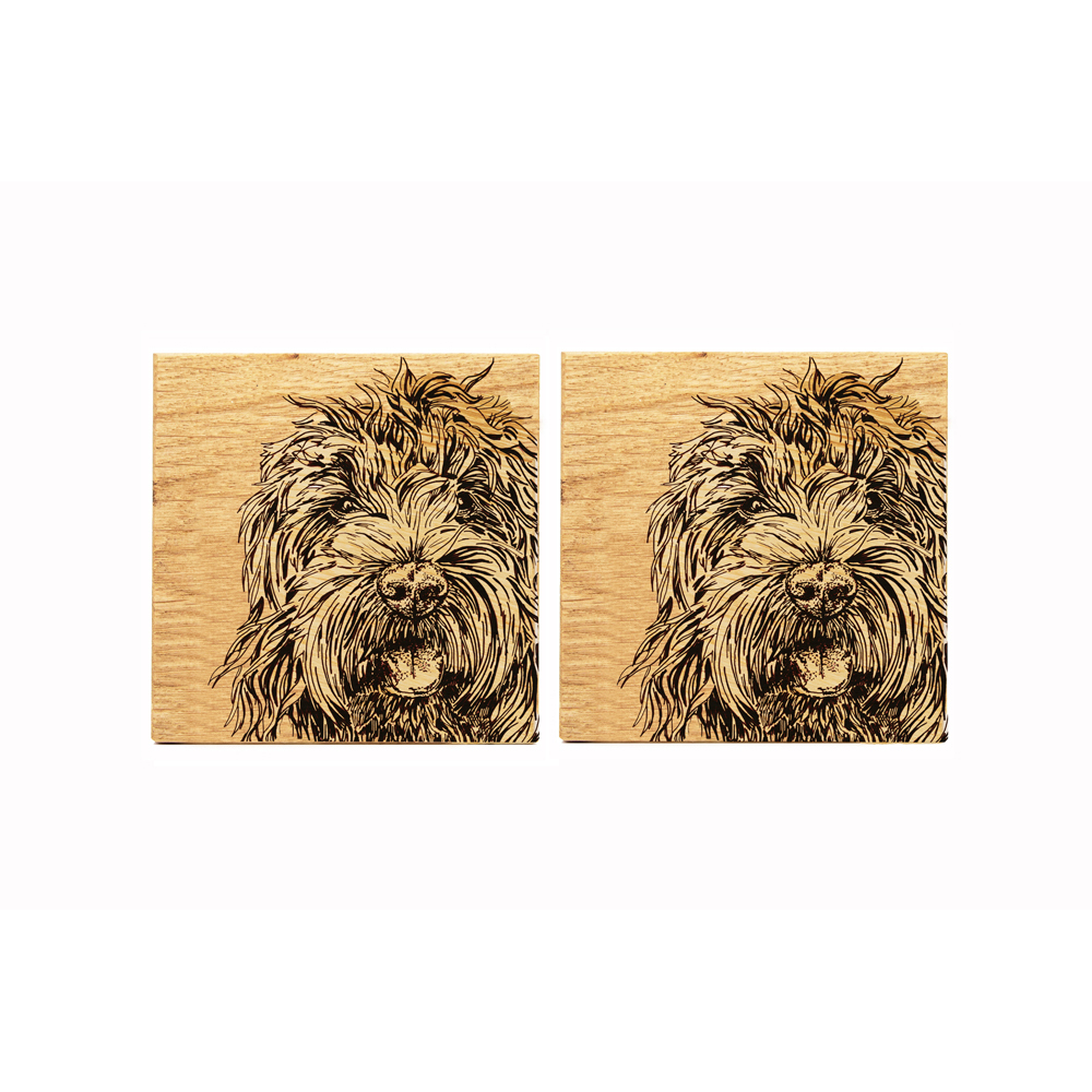 Picture of 2 Cockapoo Oak Coasters