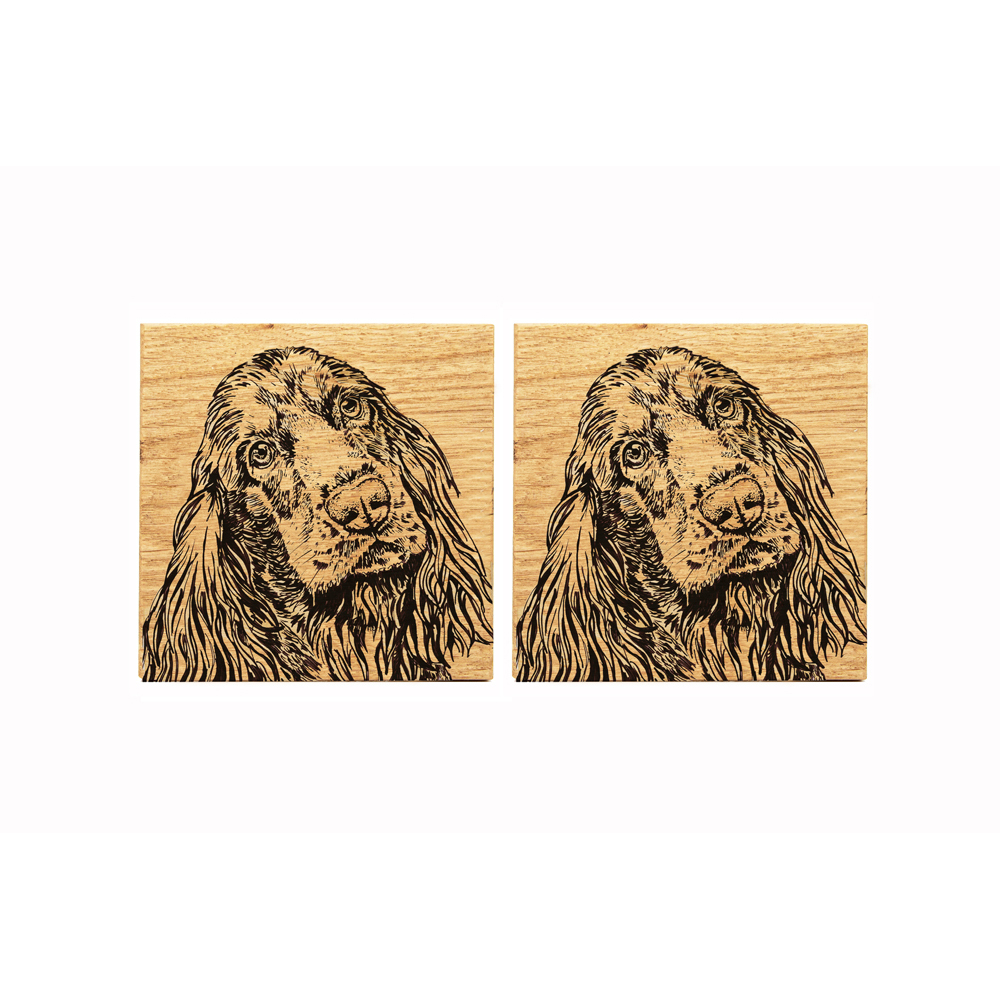 Picture of 2 Cocker Spaniel Oak Coasters