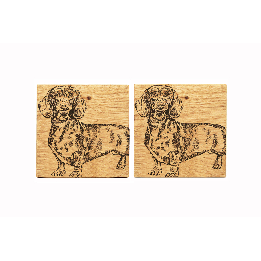 Picture of 2 Dachshund Oak Coasters