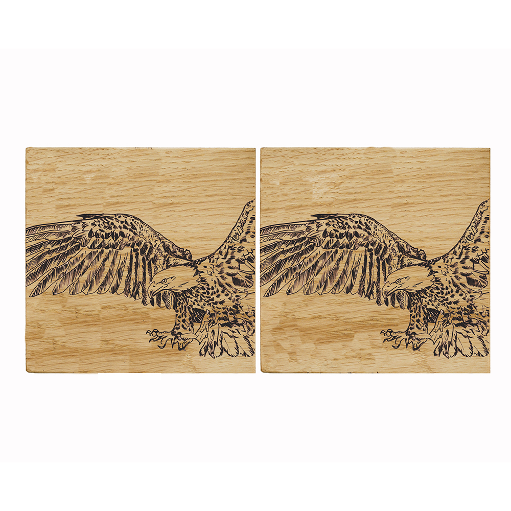 Picture of 2 Eagle Oak Coasters