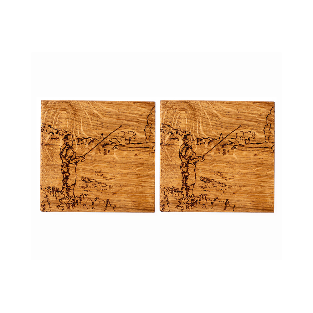 Picture of 2 Fishing Oak Coasters