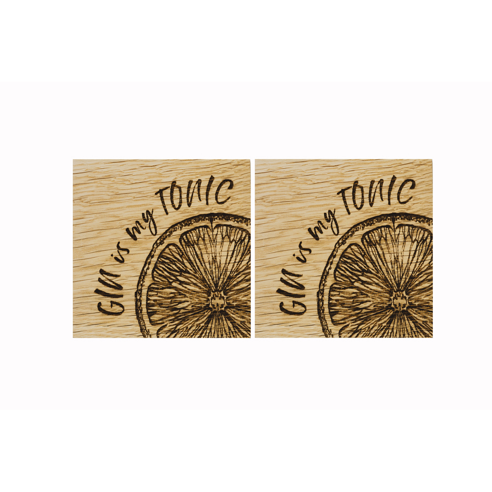 Picture of 2 Gin is my Tonic Oak Coasters
