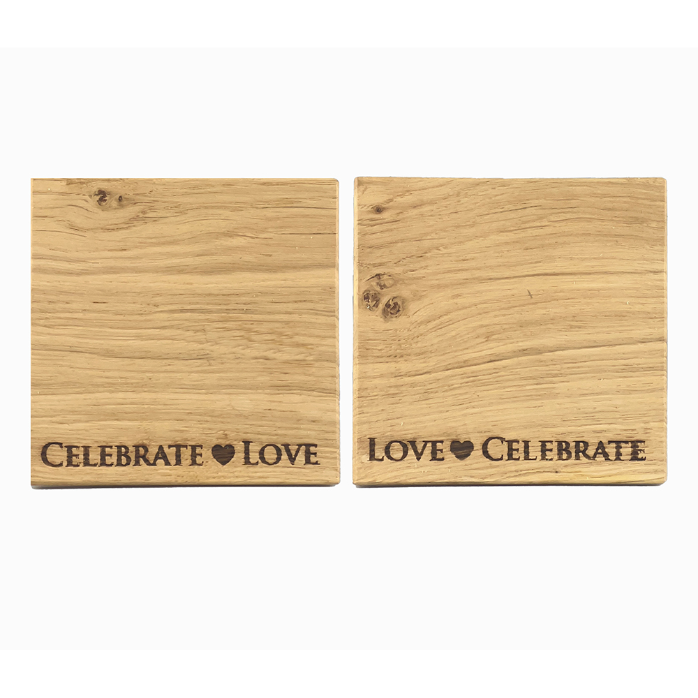 Picture of 2 Love & Celebrate Oak Coasters