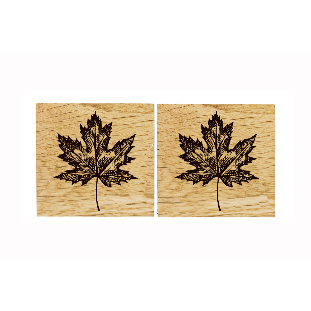 Picture of 2 Oak Coasters - Maple Leaf