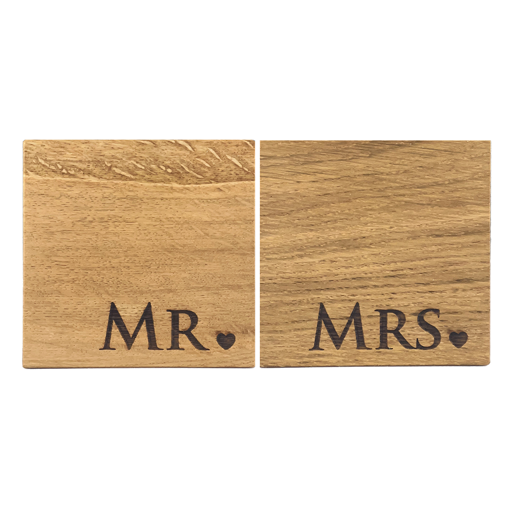 Picture of 2 Mr & Mrs Oak Coasters