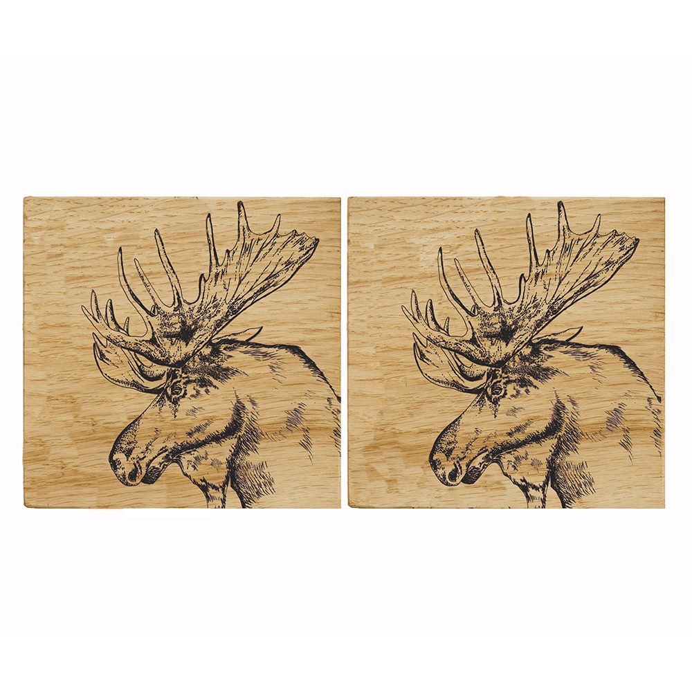 Picture of 2 Moose Oak Coasters