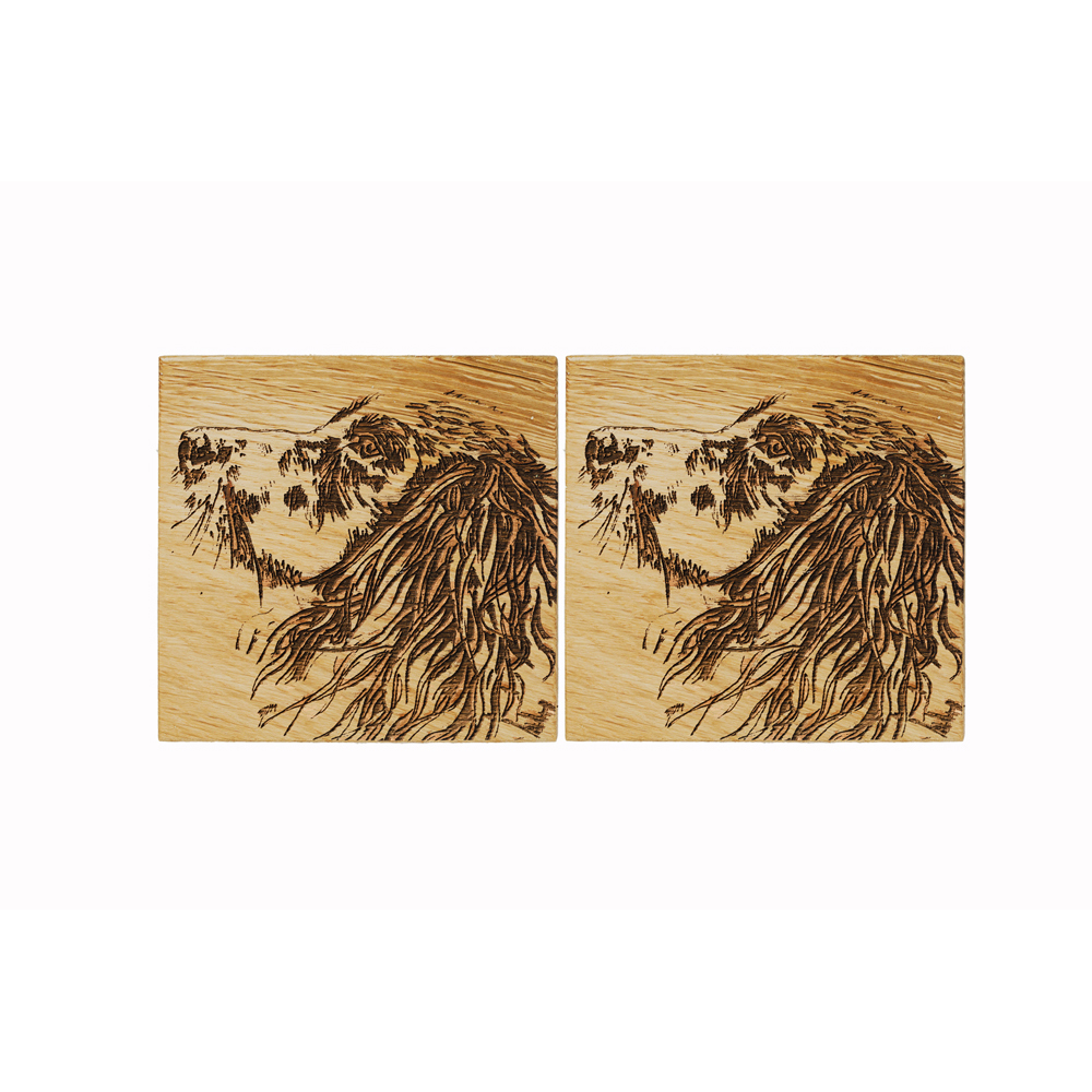 Picture of 2 Spaniel Oak Coasters
