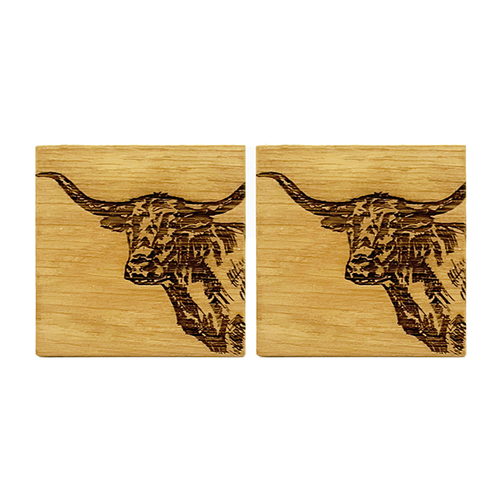 Picture of 2 Oak Coasters – Texas Longhorn