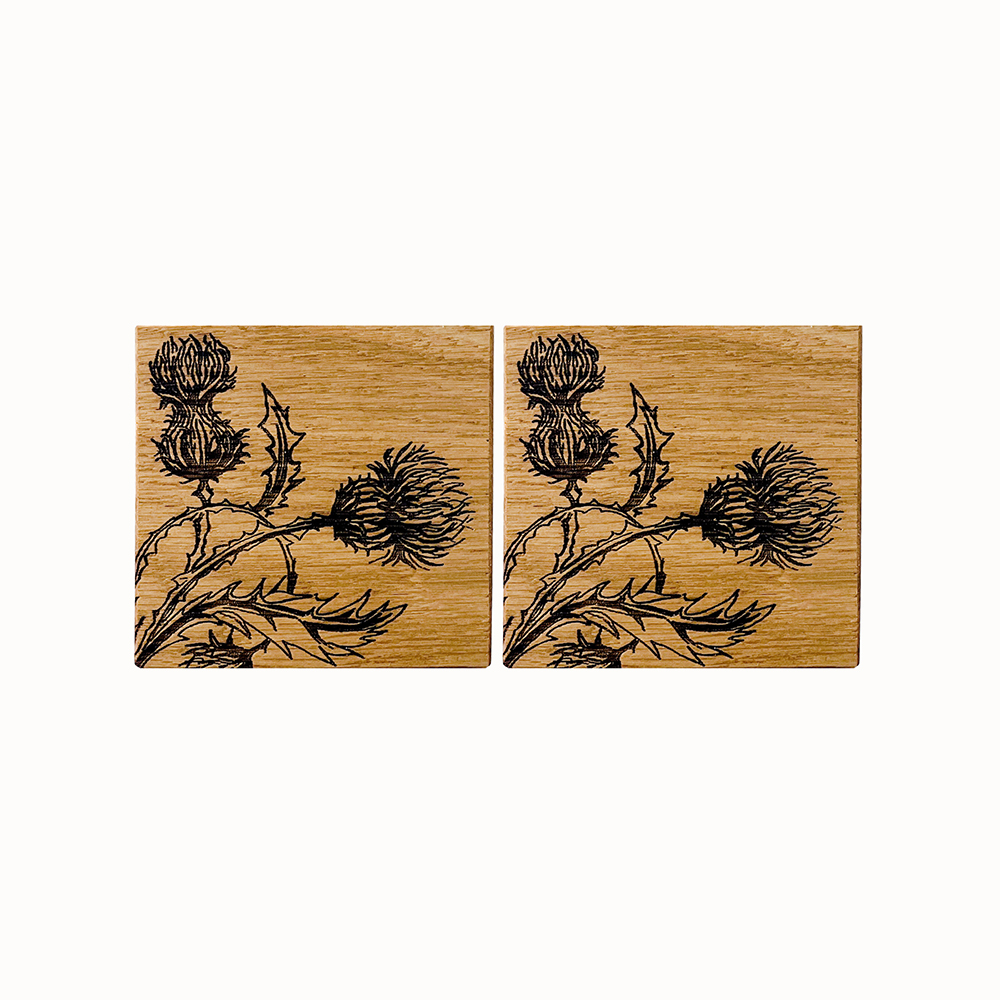 Picture of 2 Oak Coasters  - Thistle Trio