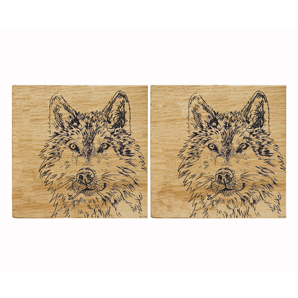 Picture of 2 Wolf Oak Coasters
