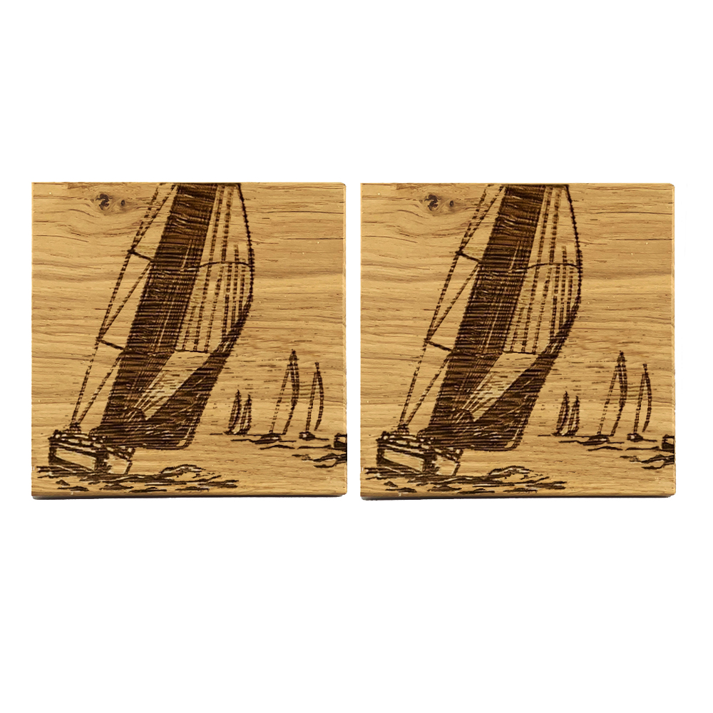 Picture of 2 Oak Coasters - Yachting