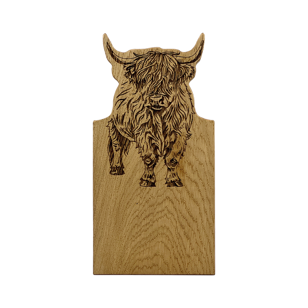 Picture of Framed Oak Serving Board - Small - Highland Cow