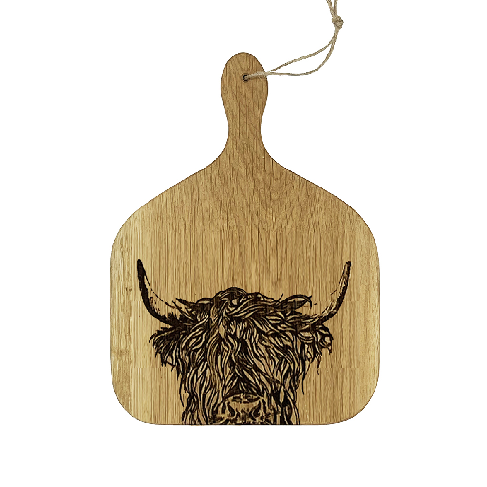 Picture of Highland Cow Md Oak Hanging Paddle