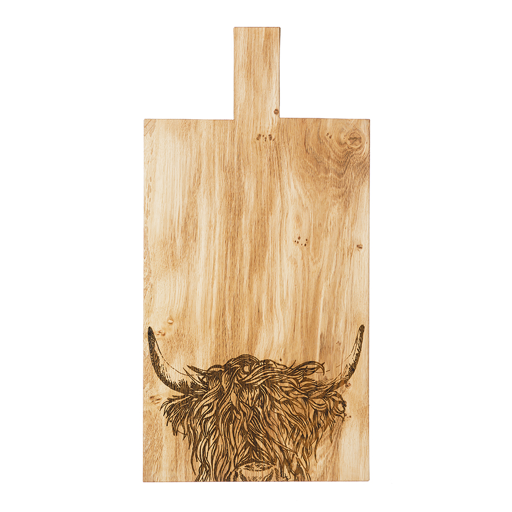 Picture of Highland Cow Lg Oak Serving Paddle