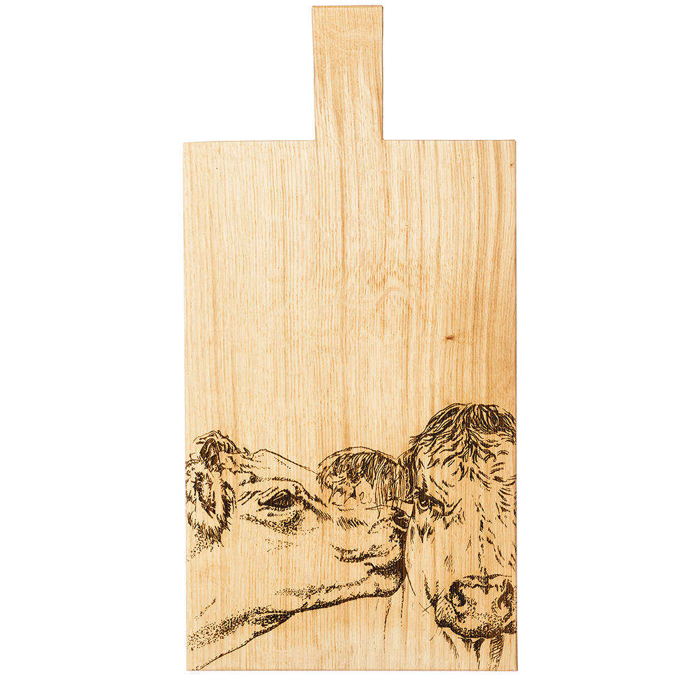 Picture of Kissing Cows Lg Oak Serving Paddle