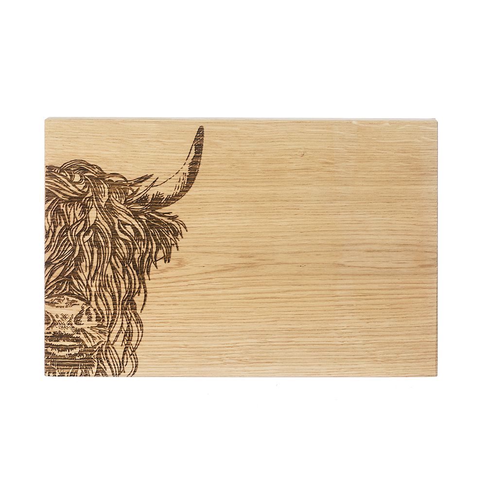 Picture of Highland Cow Oak Serving Board 30cm