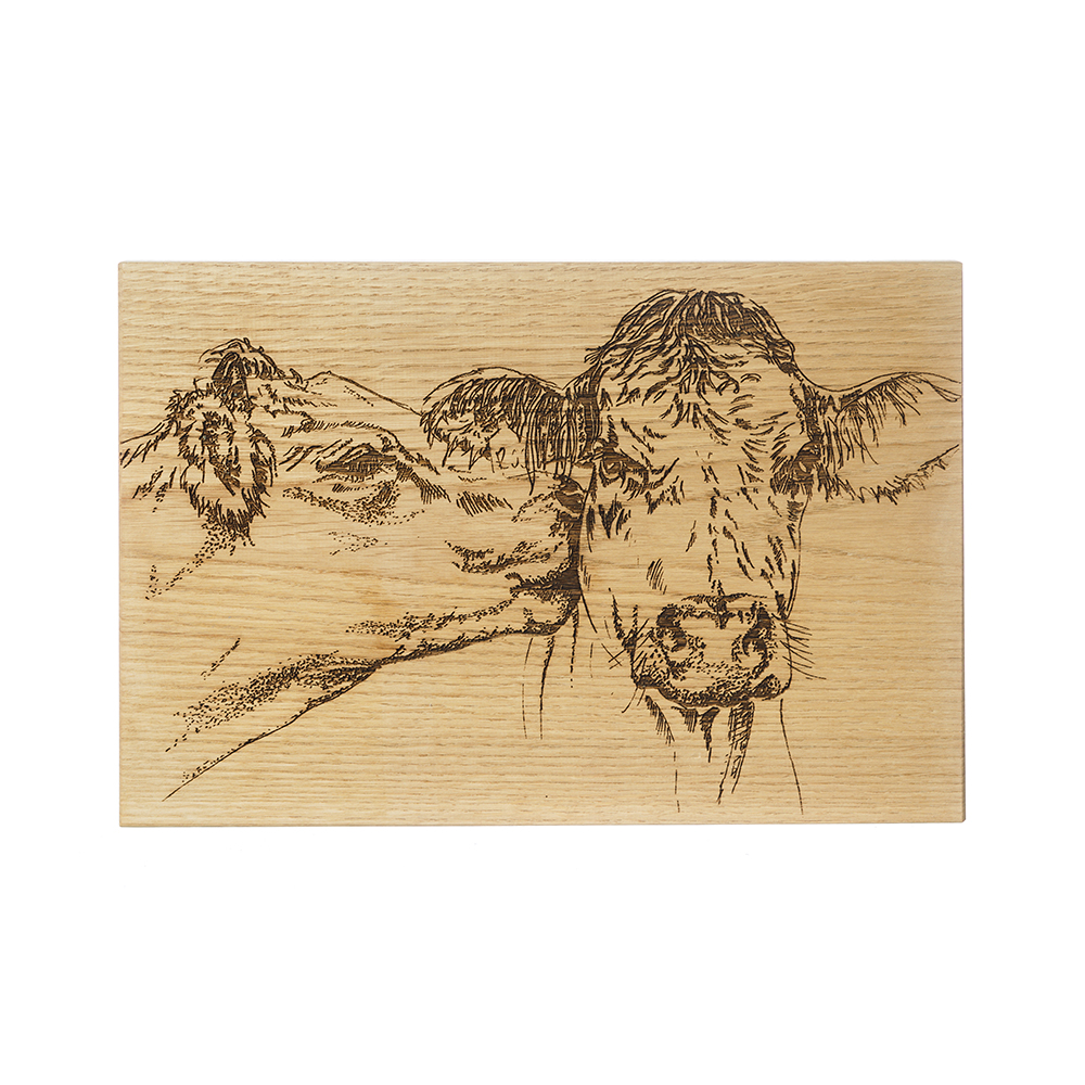 Picture of Kissing Cows Oak Serving Board 30cm