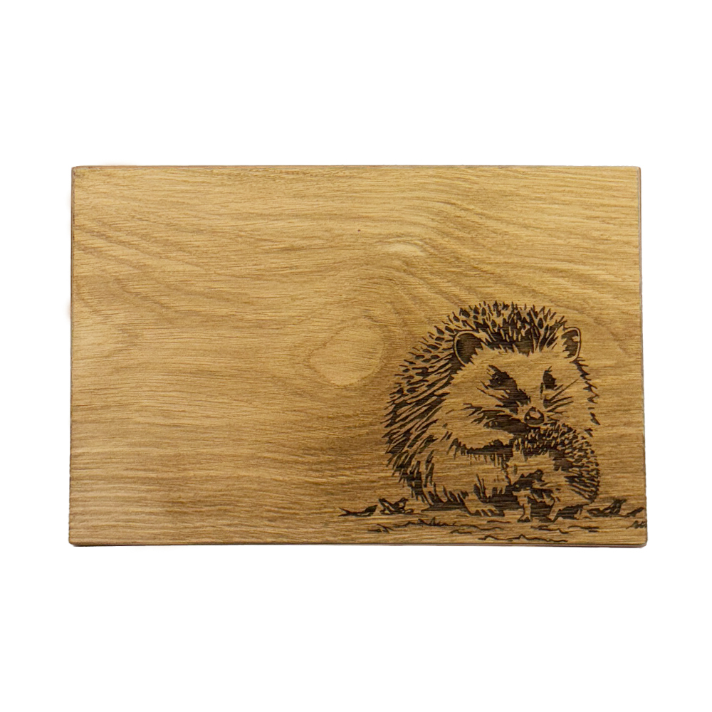 Picture of Oak Serving Board  - 30cm - Woodland Hedgehog