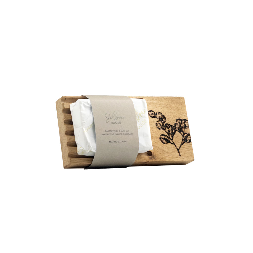 Picture of Oak Soap Dish & Soap Set - Flora