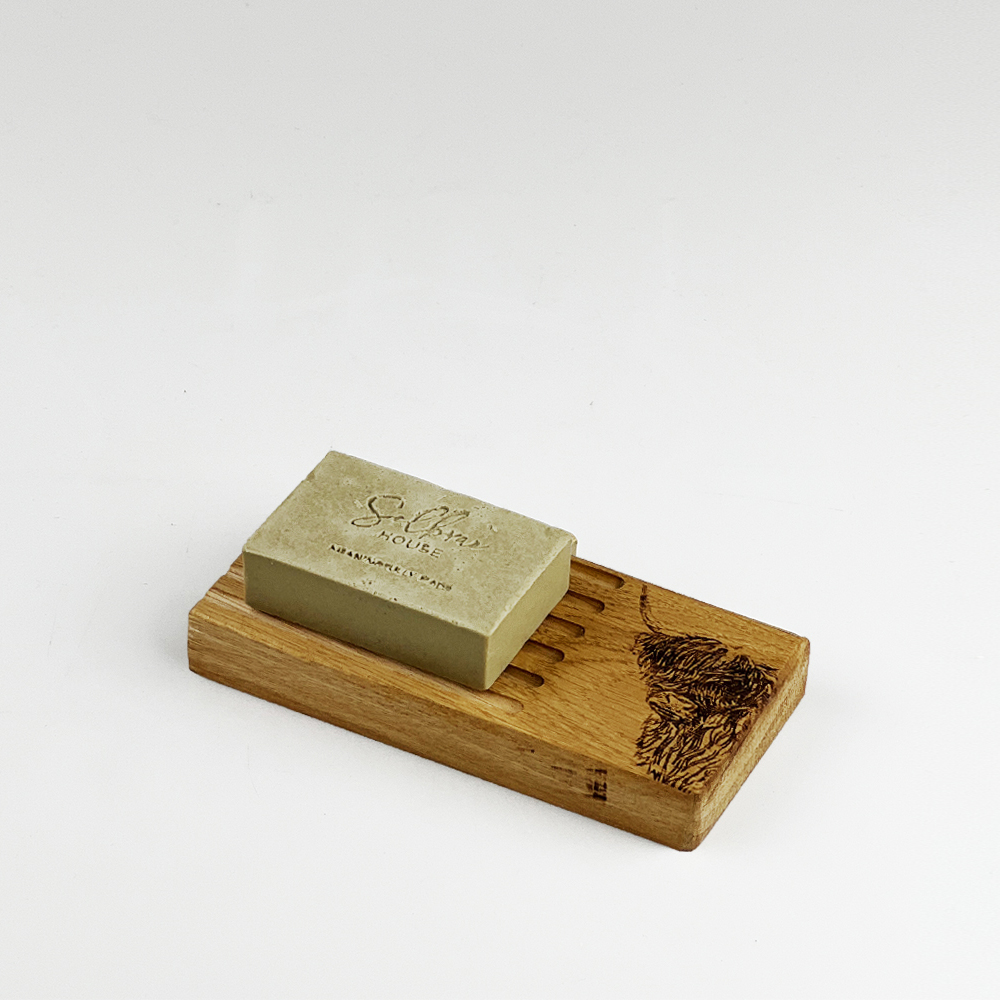 Picture of Oak Soap Dish & Soap Set - Highland Cow Side Profi