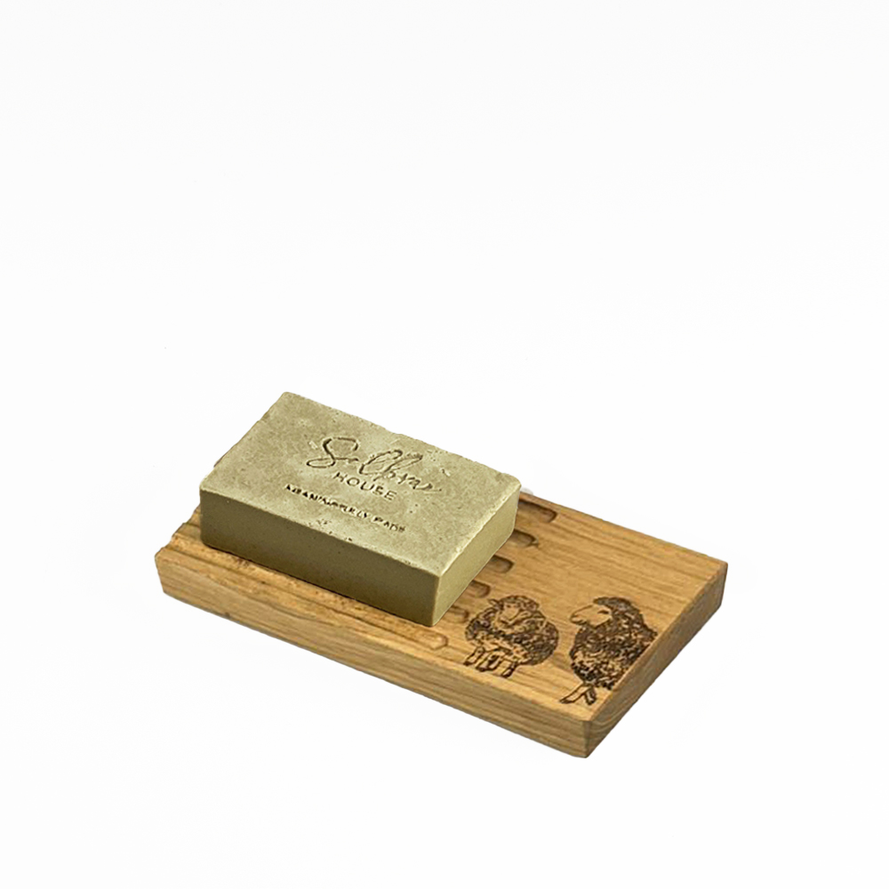 Picture of Oak Soap Dish & Soap Set - Sheep