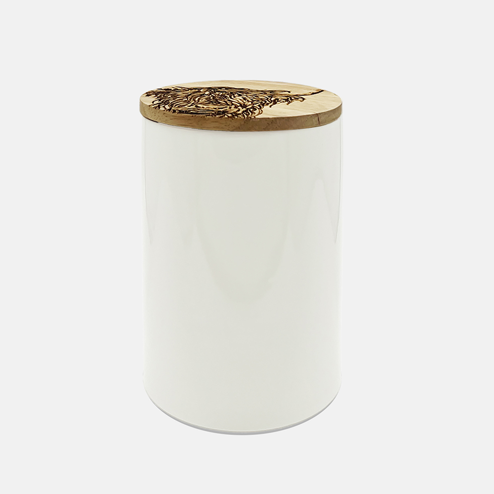 Picture of Highland Cow Oak & Ceramic Md Storage Jar