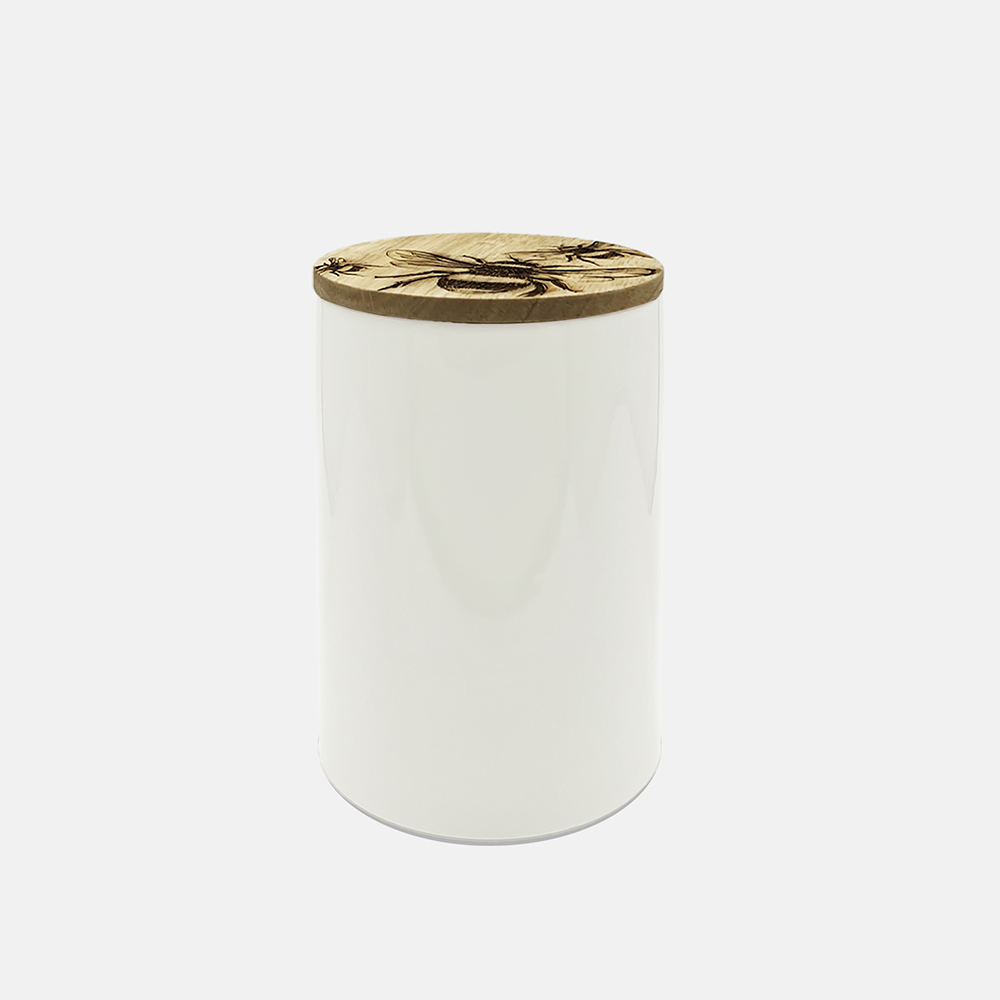 Picture of Bee Oak & Ceramic Sm Storage Jar