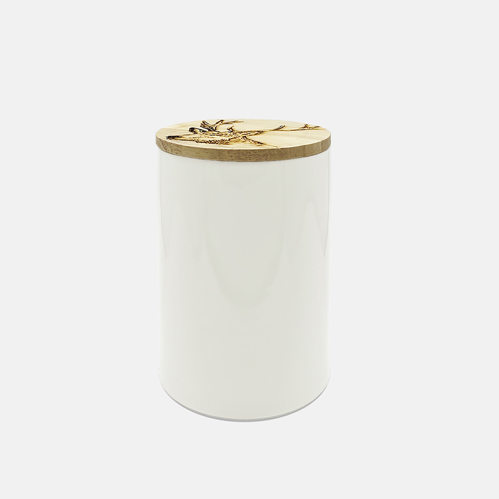 Picture of Stag Oak & Ceramic Sm Storage Jar