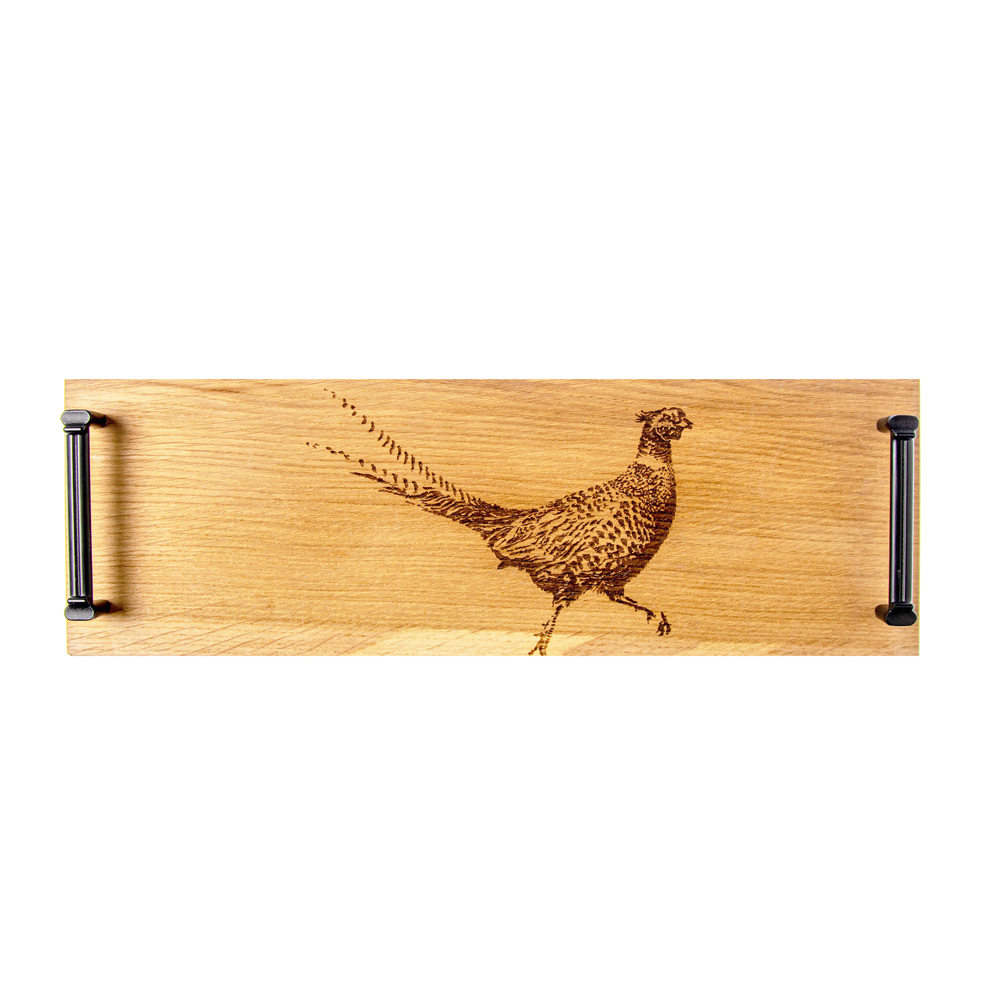 Picture of Pheasant Sm Oak Serving Tray w Burnished Steel Han