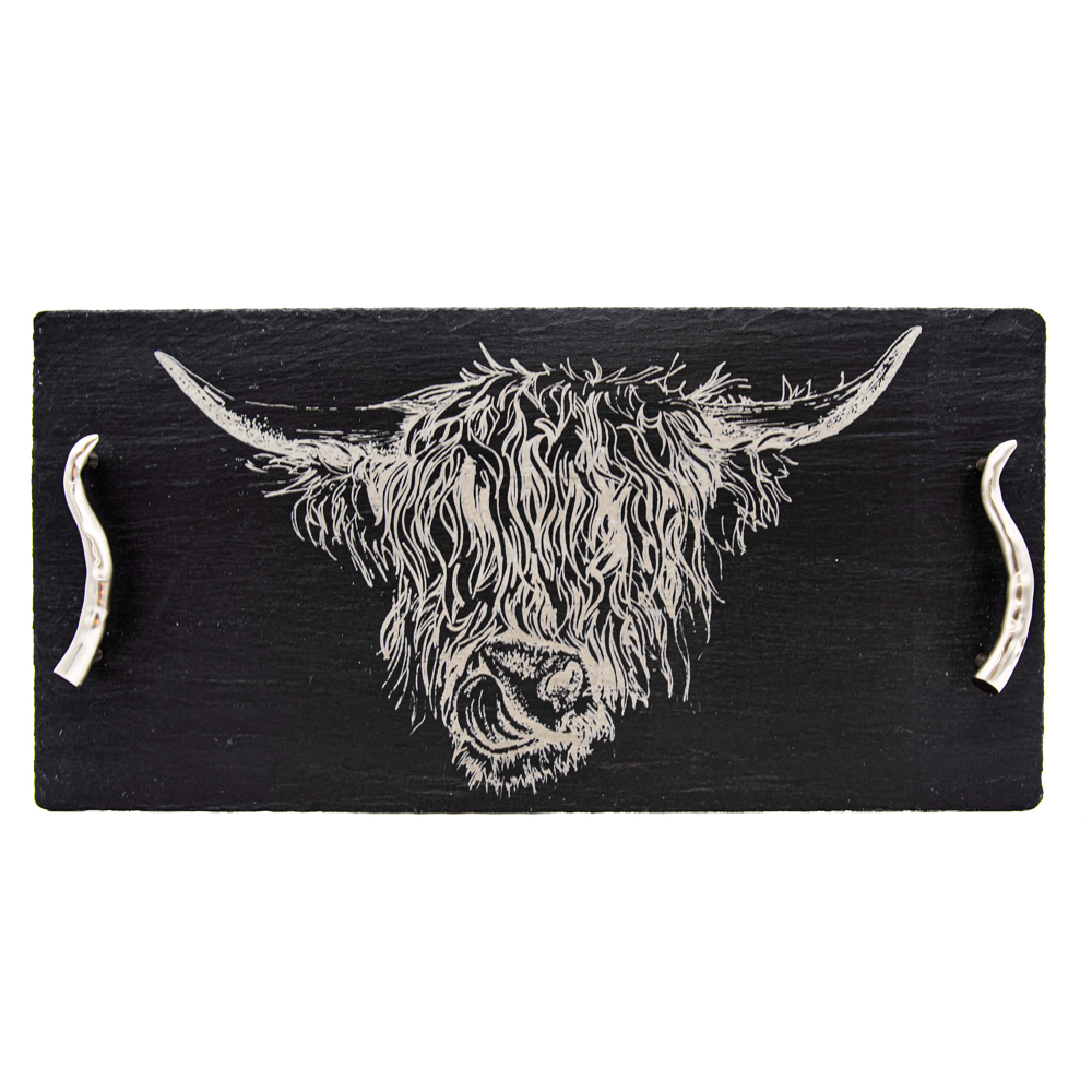 Picture of Lg Highland Cow Slate Serving Tray