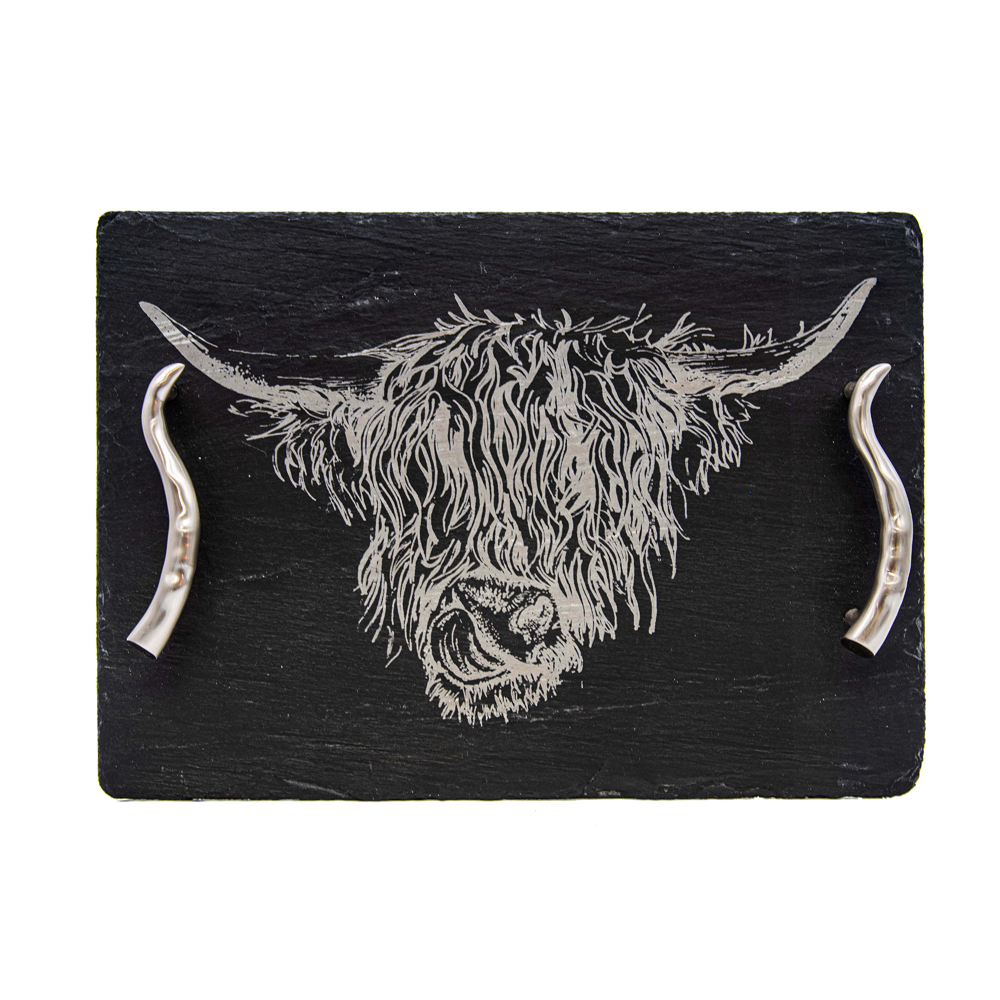 Picture of Md Highland Cow Slate Serving Tray