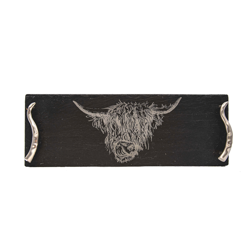 Picture of Sm Highland Cow Slate Serving Tray