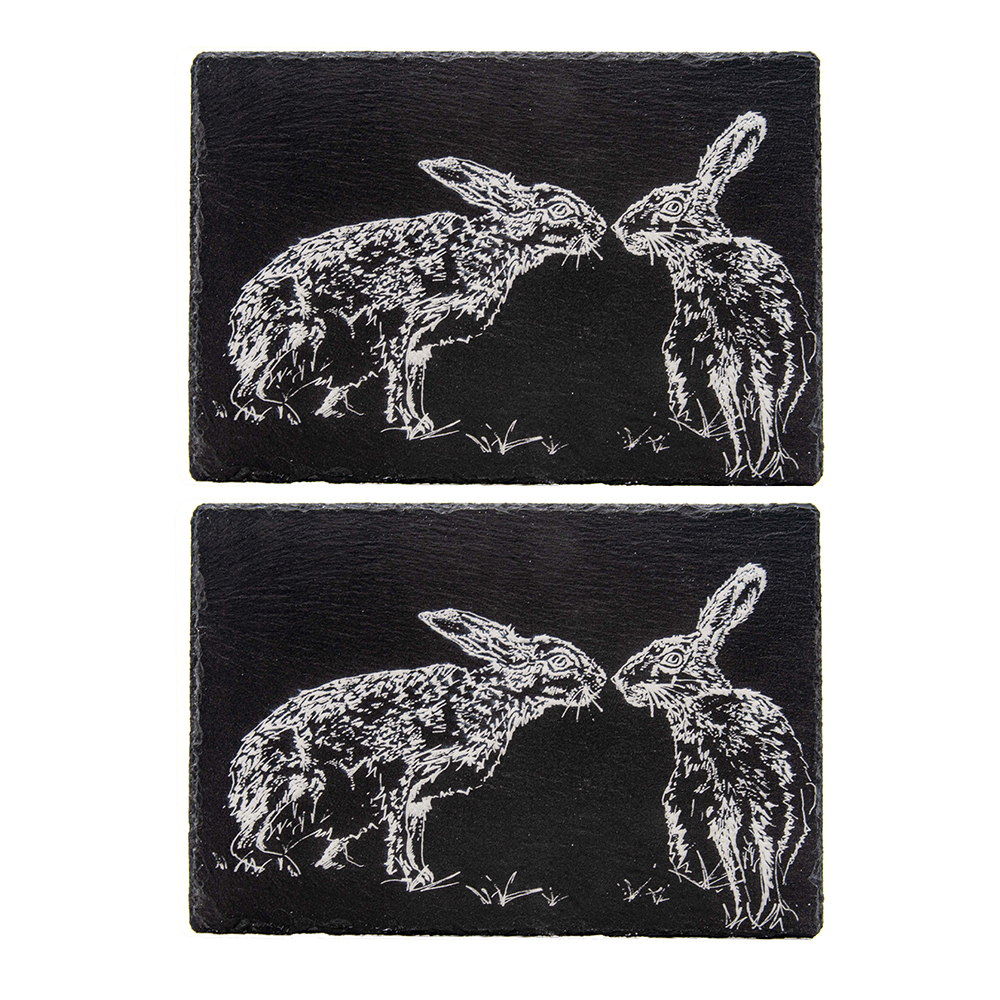 Picture of 2 Kissing Hares Slate Place Mats