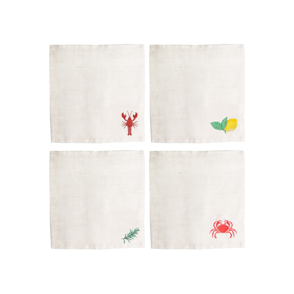 Picture of 4 Linen Cocktail Napkins - Assorted