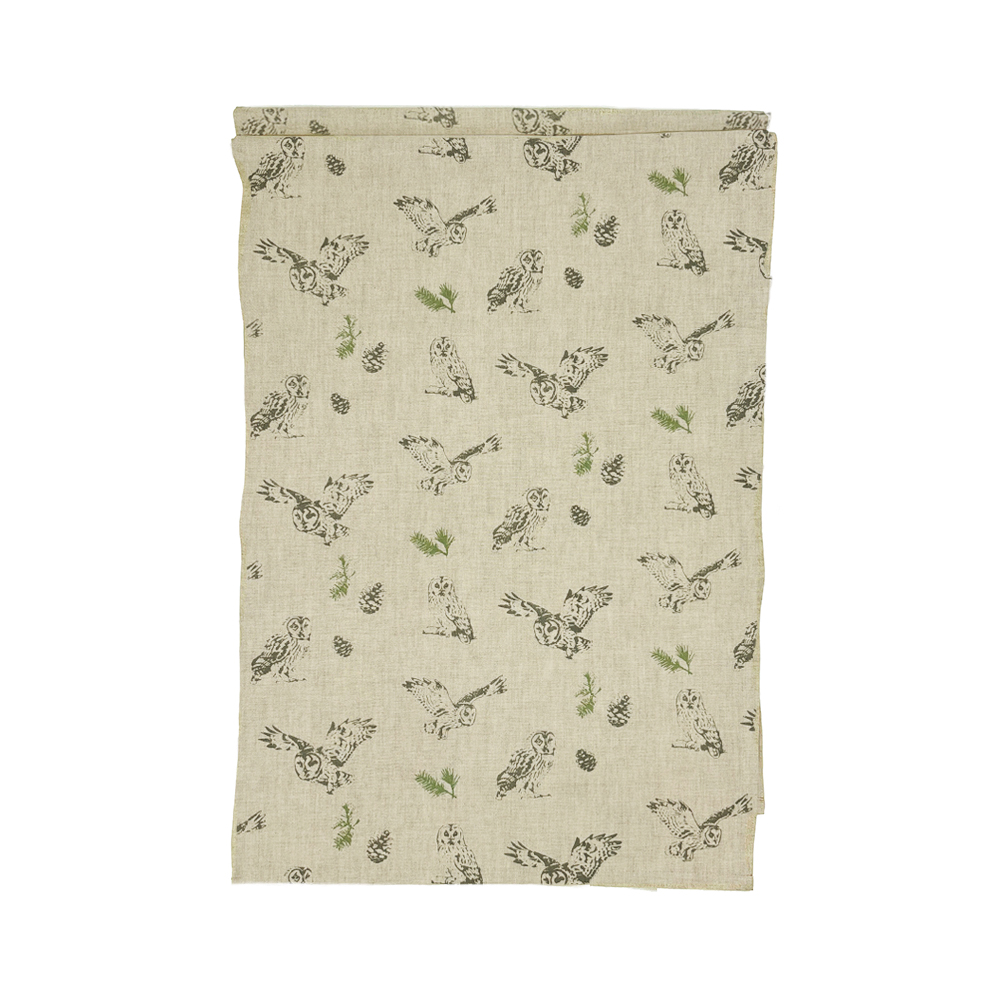 Picture of Linen Table Runner- Long - Tawny Owl Repeat