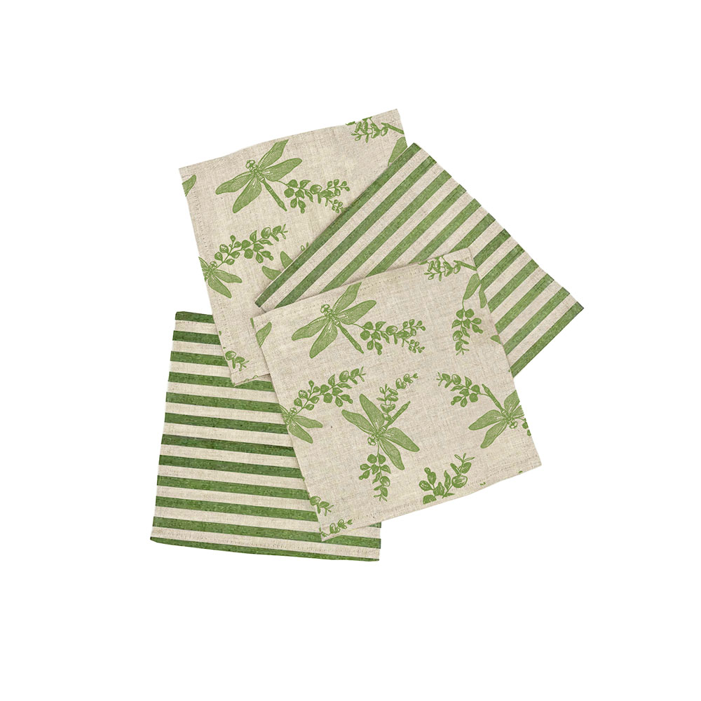 Picture of 4 Linen Cocktail Napkins - Dragonfly