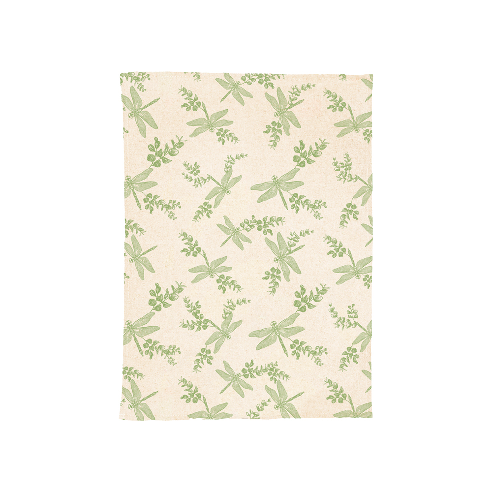 Picture of Linen Tea Towel - Dragonfly & Flora