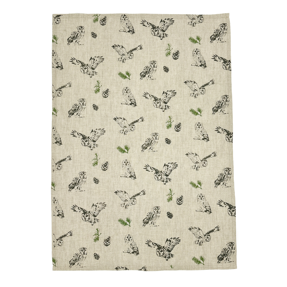 Picture of Linen Tea Towel - Tawny Owl Repeat