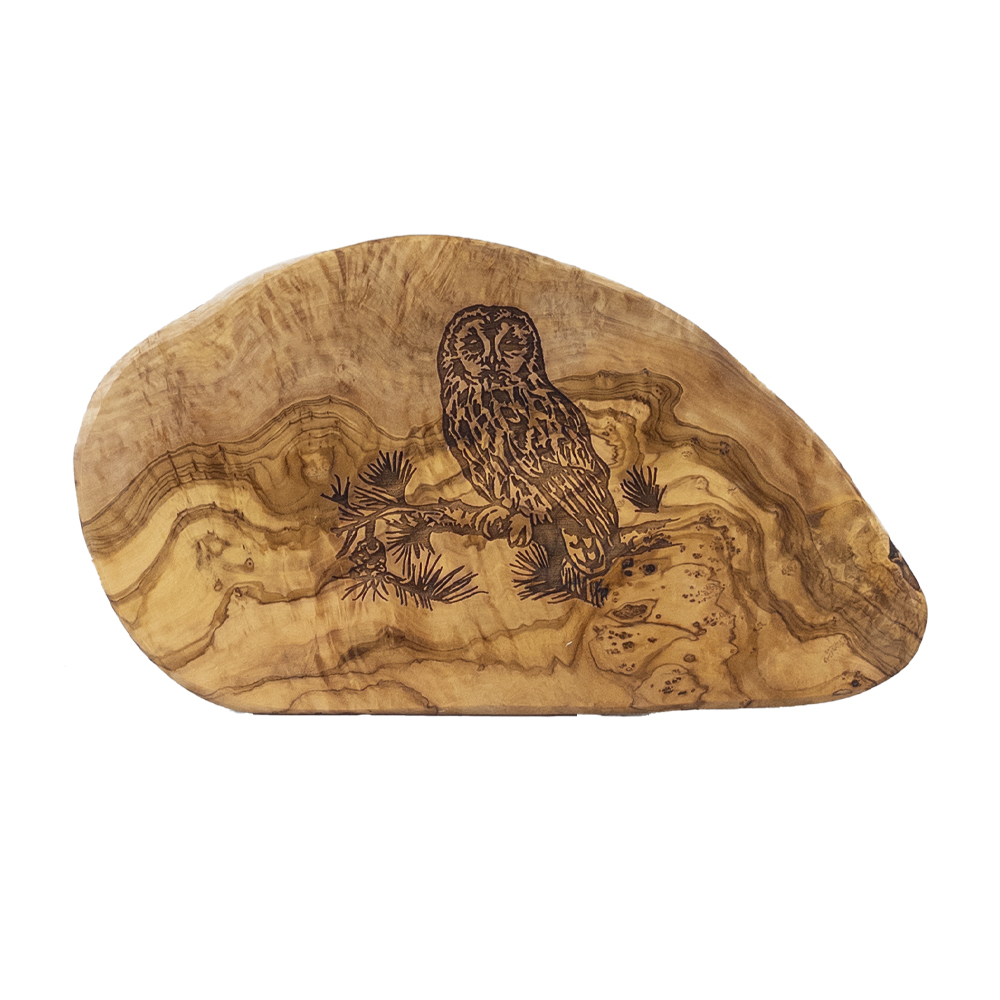 Picture of Olive Wood - Chopping Board 35cm - Tawny Owl