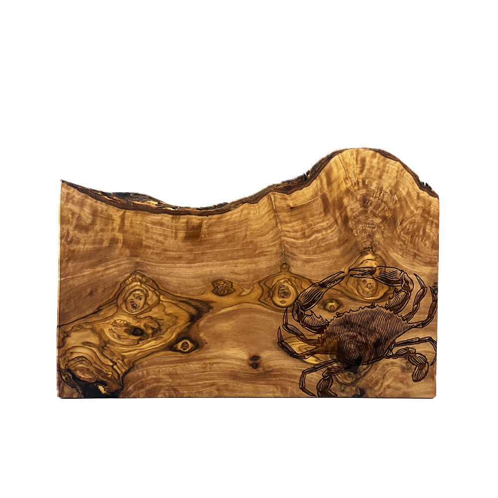 Picture of Olive Wood Rectangular Chopping Board - Crab
