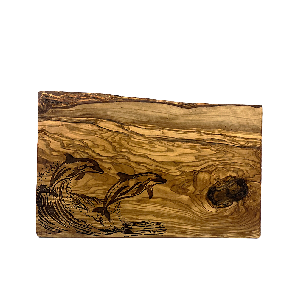 Picture of Olive Wood Rectangular Chopping Board - Dolphin