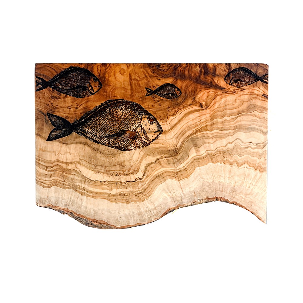 Picture of Olive Wood Rectangular chopping board - Fish Repea