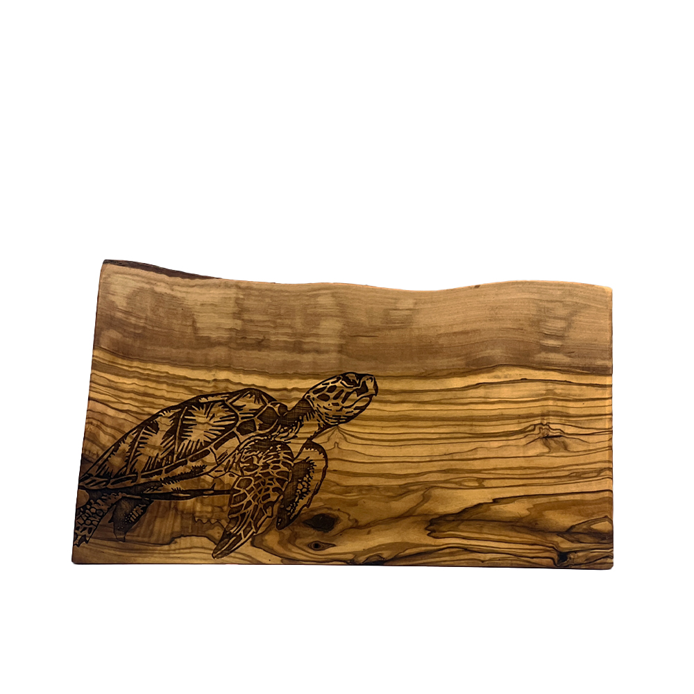 Picture of Olive Wood Rectangular Chopping Board - Turtle
